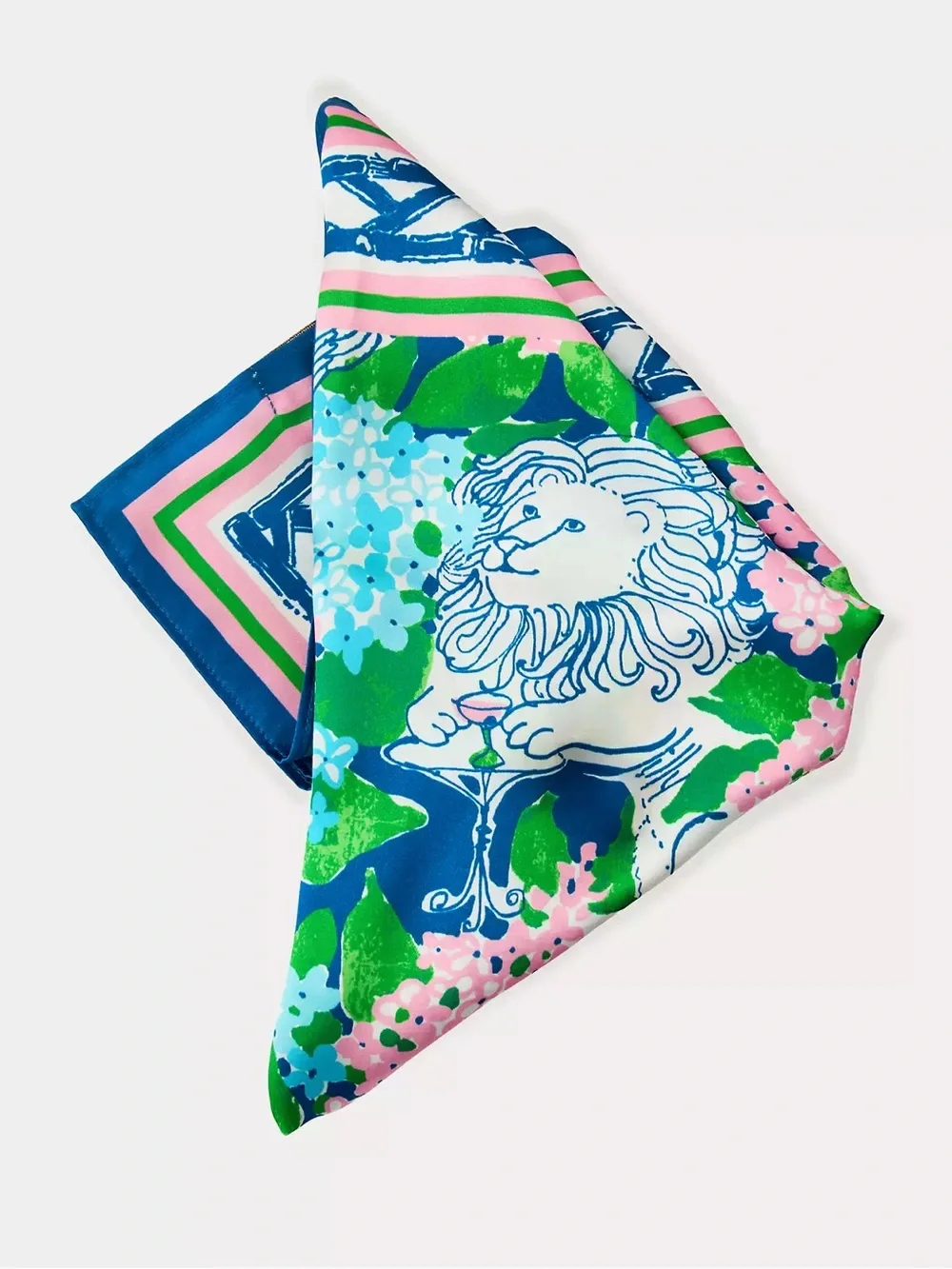 Lilly Pulitzer Silk Scarf Square Starlight Navy Lydia the Lion New in Box GWP